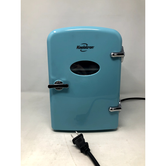 Koolatron Light Blue Mini Fridge 6 Can AC/DC Thermoelectric Cooler Tested Works - Picture 2 of 16